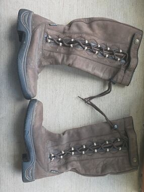 Dublin Brown Lace-Up Mid-Calf Boots with Side Decorative Lacing